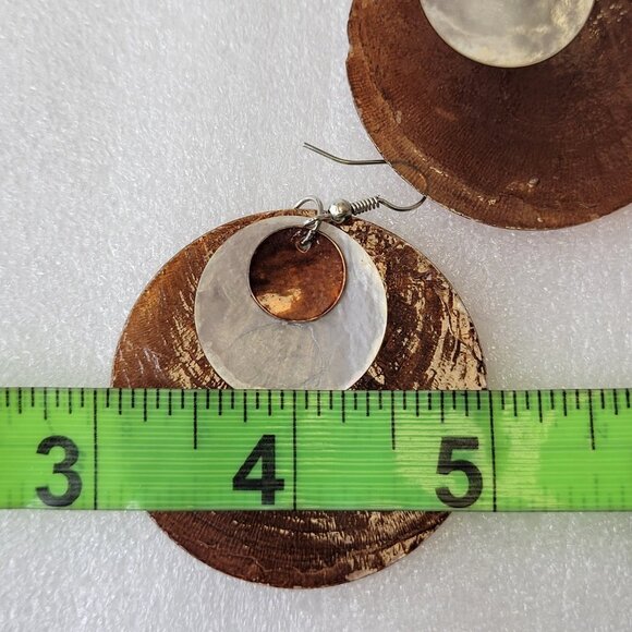 Shell Discs Metallic Copper Color Earrings Dangle Beach Boho Tribal Tropical - Picture 10 of 11